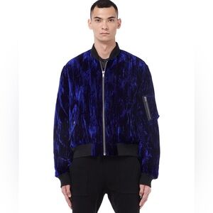 Navy Blue velvet bomber jacket